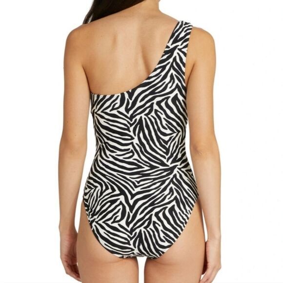 Kate Spade NWT One Shoulder One Piece Swimsuit in Zebra animal print size Small - Picture 2 of 9